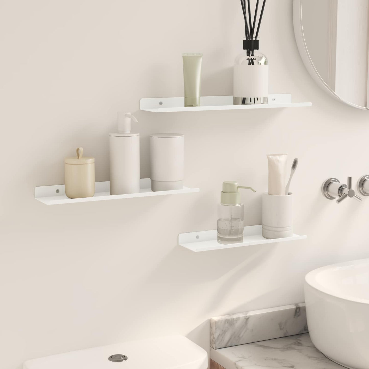 Vegghylle med hylle Veggmontert 3 pcs Hvit 40 x 9 x 2,5 cm vidaXL