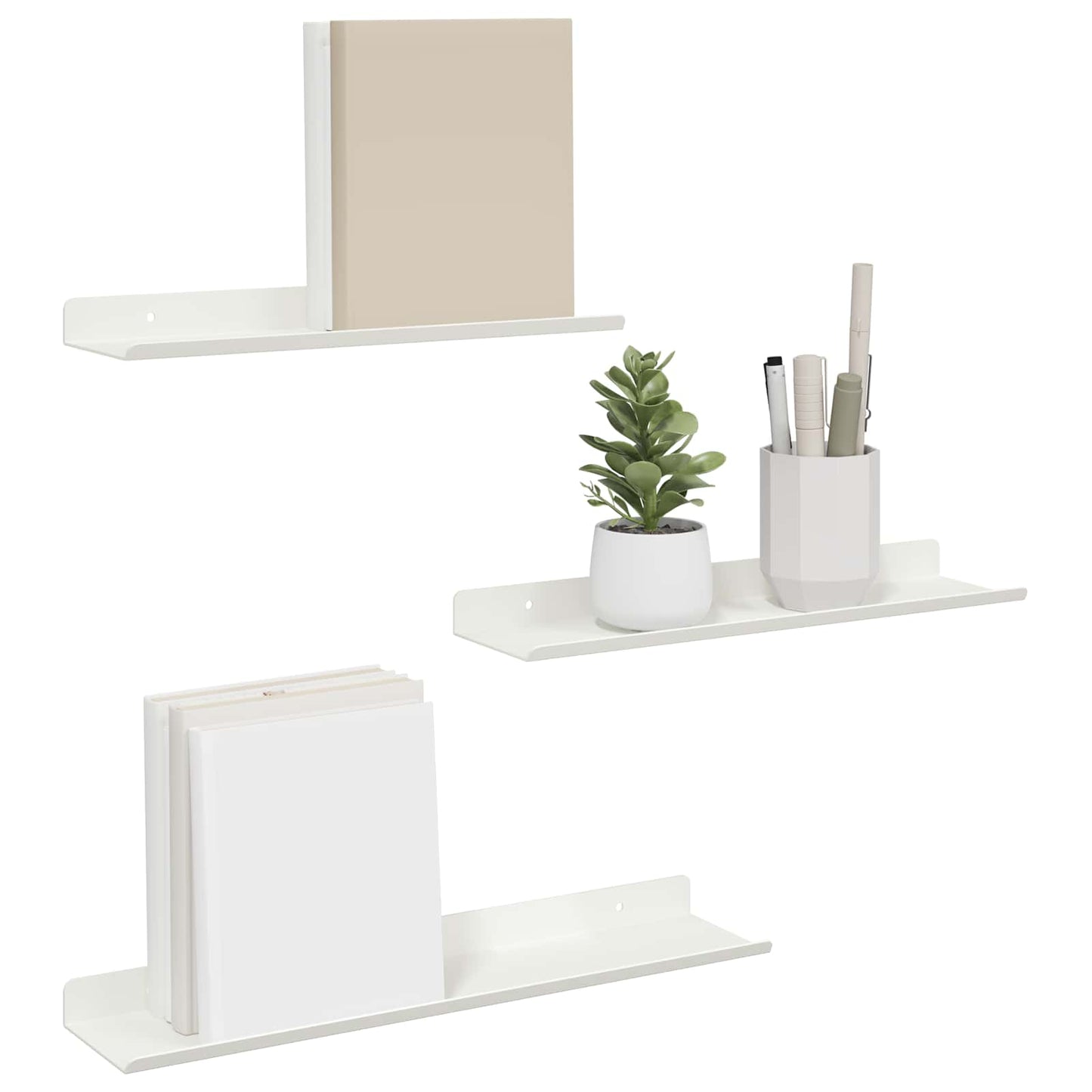 Vegghylle med hylle Veggmontert 3 pcs Hvit 40 x 9 x 2,5 cm vidaXL