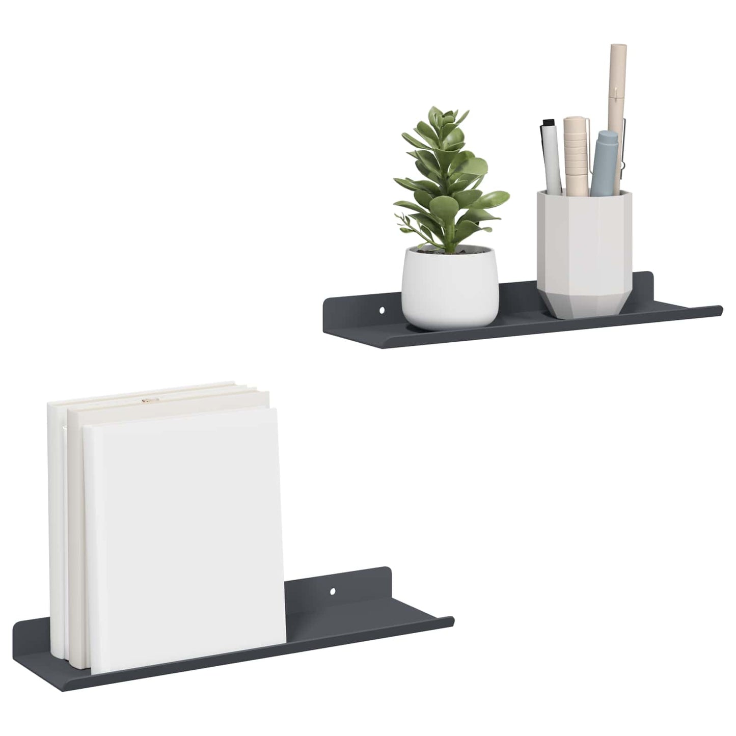 Vegghylle med hylle Veggmontert 2 pcs Antrasitt 30 x 9 x 2,5 cm vidaXL
