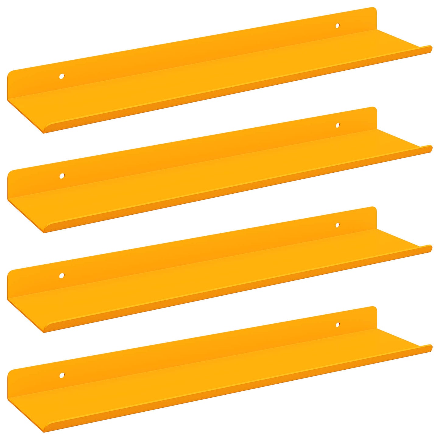 Vegghylle med hylle 4 pcs Sennepsgul 40 x 9 x 2,5 cm vidaXL
