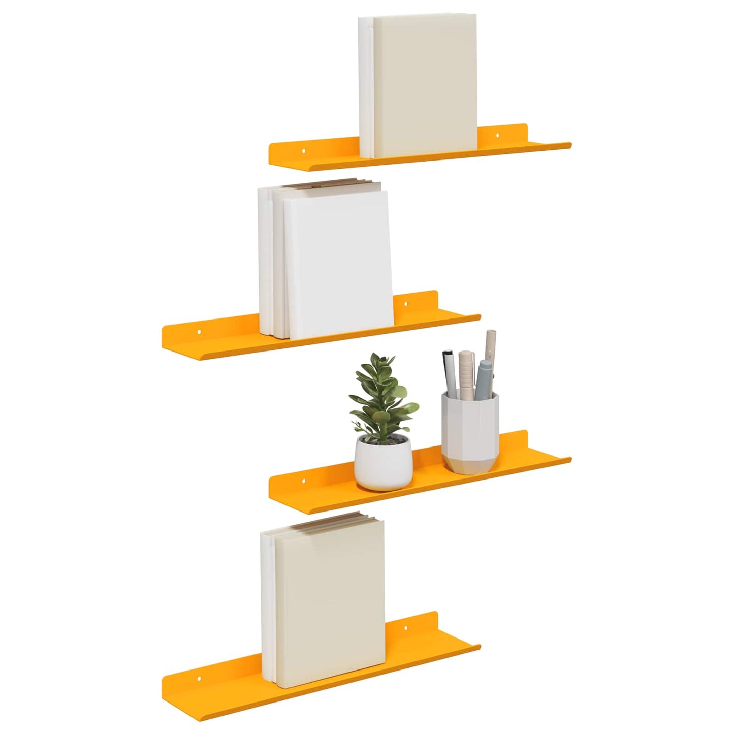 Vegghylle med hylle 4 pcs Sennepsgul 40 x 9 x 2,5 cm vidaXL