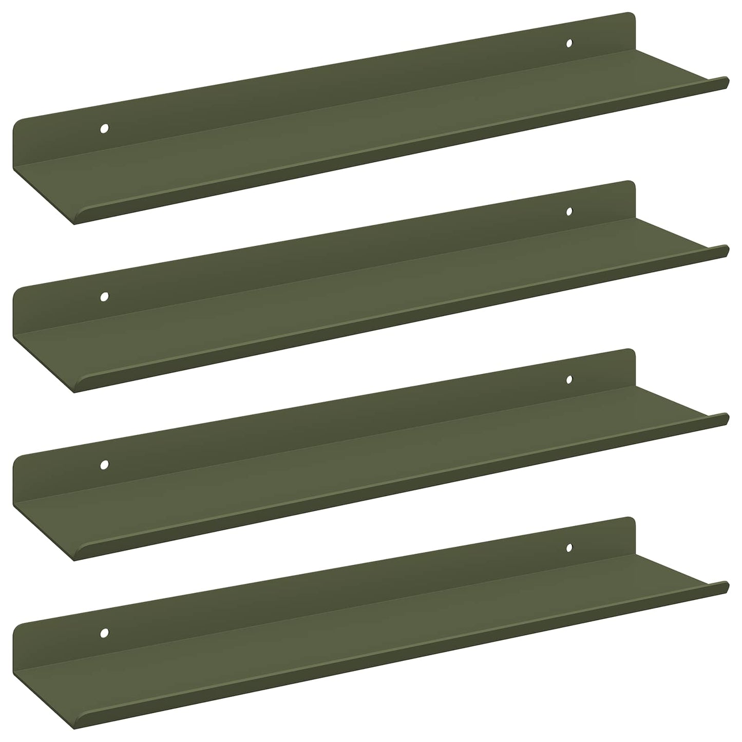 Vegghylle med hylle 4 pcs Olivengrønn 40 x 9 x 2,5 cm vidaXL