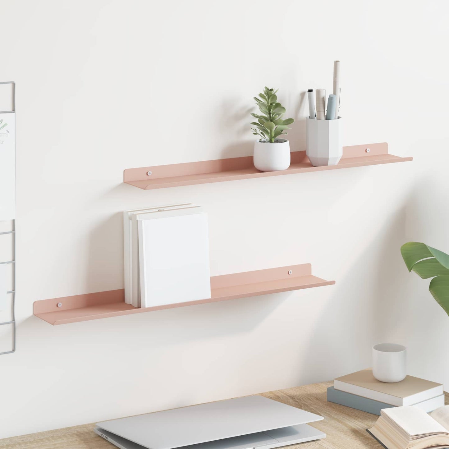 Vegghylle med hylle Veggmontert 2 pcs Rosa 60 x 9 x 2,5 cm vidaXL