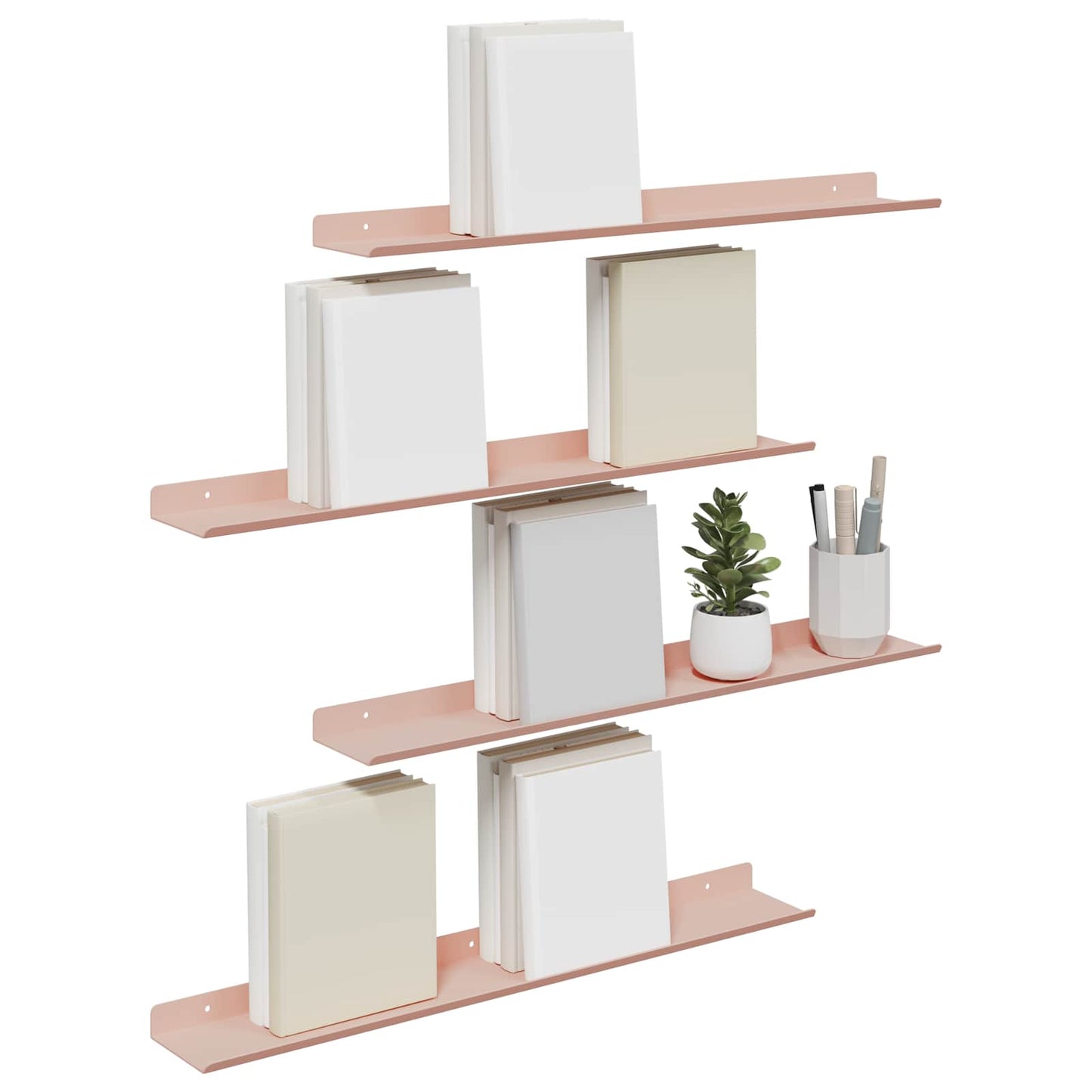 Vegghylle med hylle Veggmontert 4 pcs Rosa 60 x 9 x 2,5 cm vidaXL