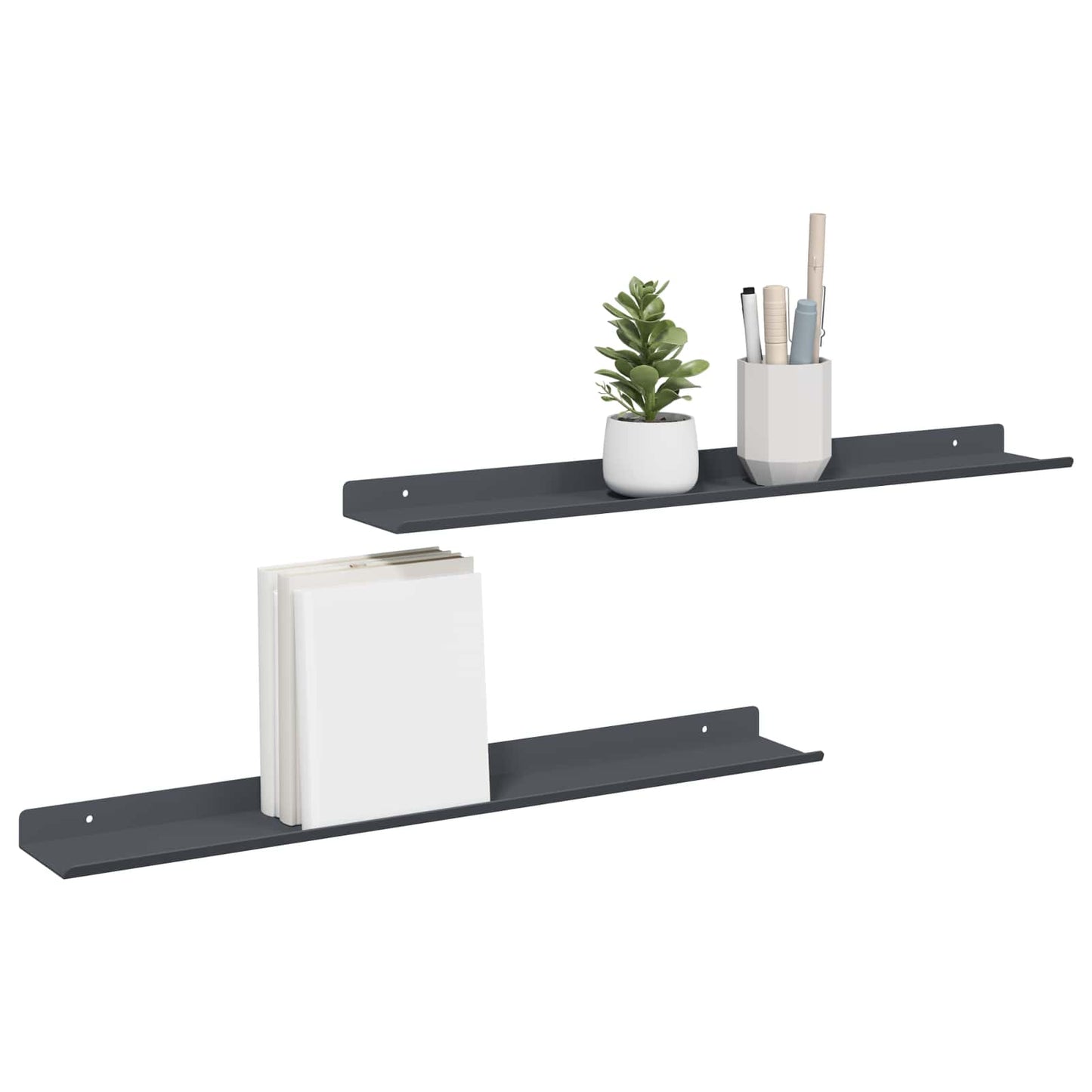 Flytende hylle 2 pcs Antrasitt 60 x 8,5 x 2,5 cm Stål
