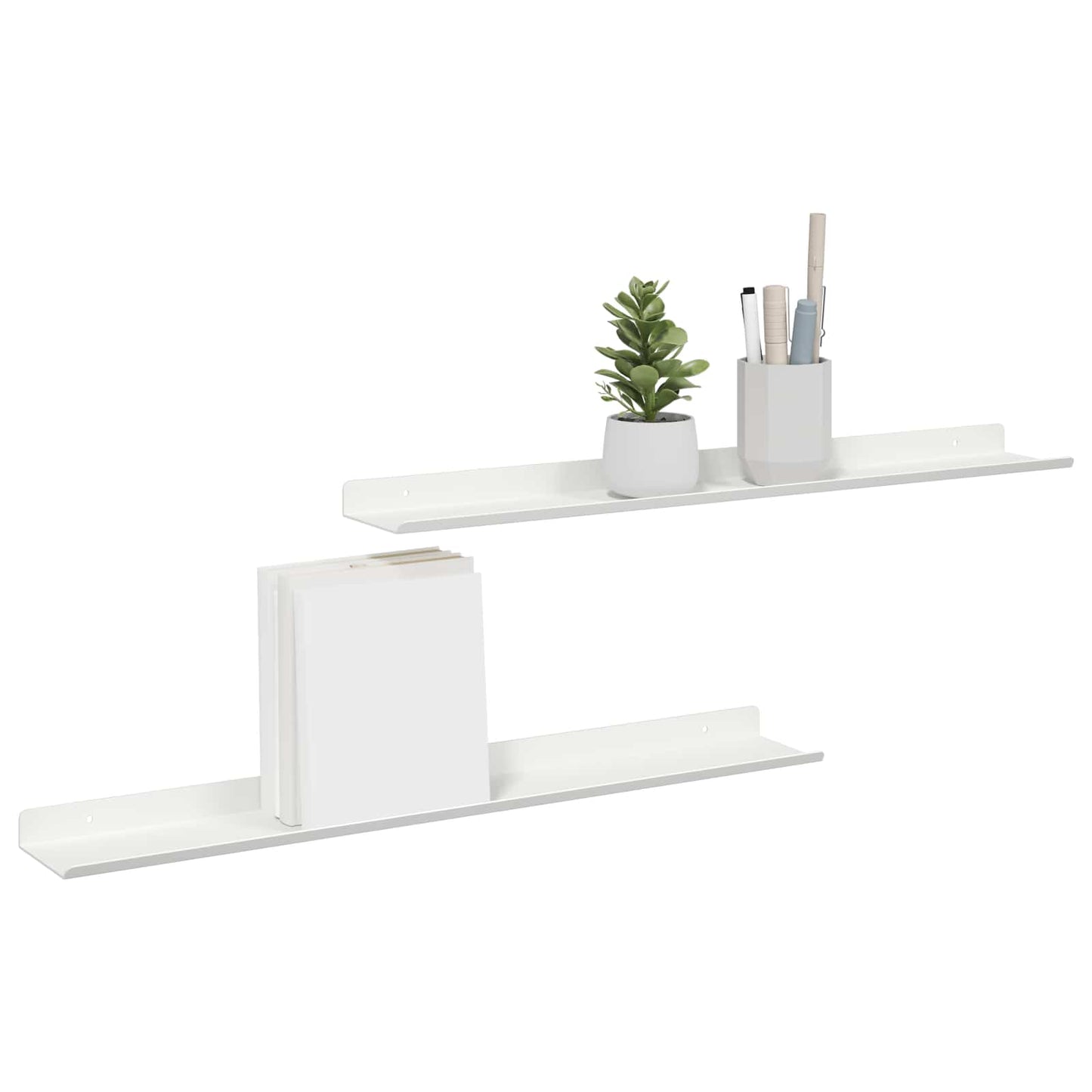 Vegghylle med hylle Veggmontert 2 pcs Hvit 60 x 9 x 2,5 cm vidaXL