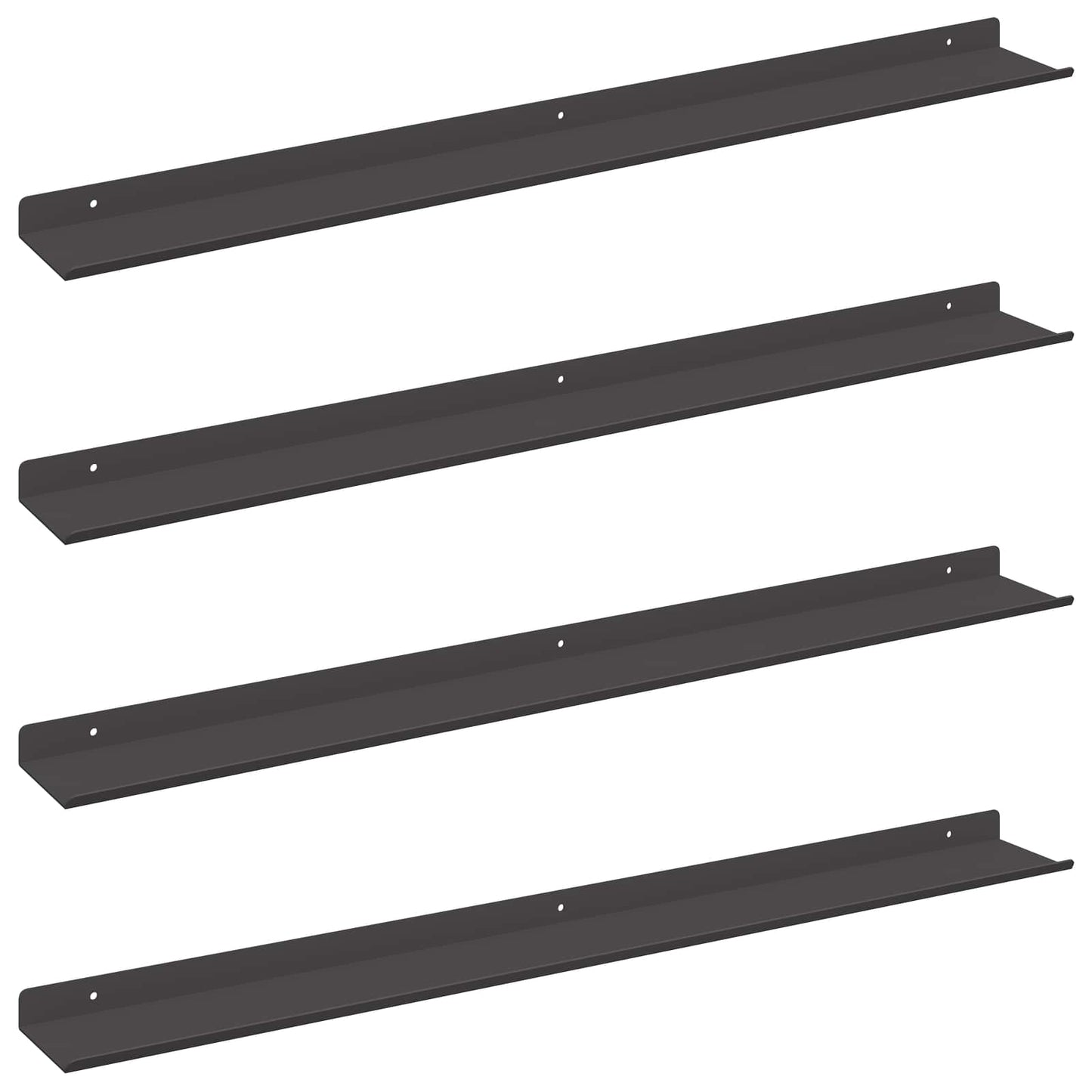 Vegghylle med hylle Veggmontert 4 pcs Svart 80 x 9 x 2,5 cm vidaXL