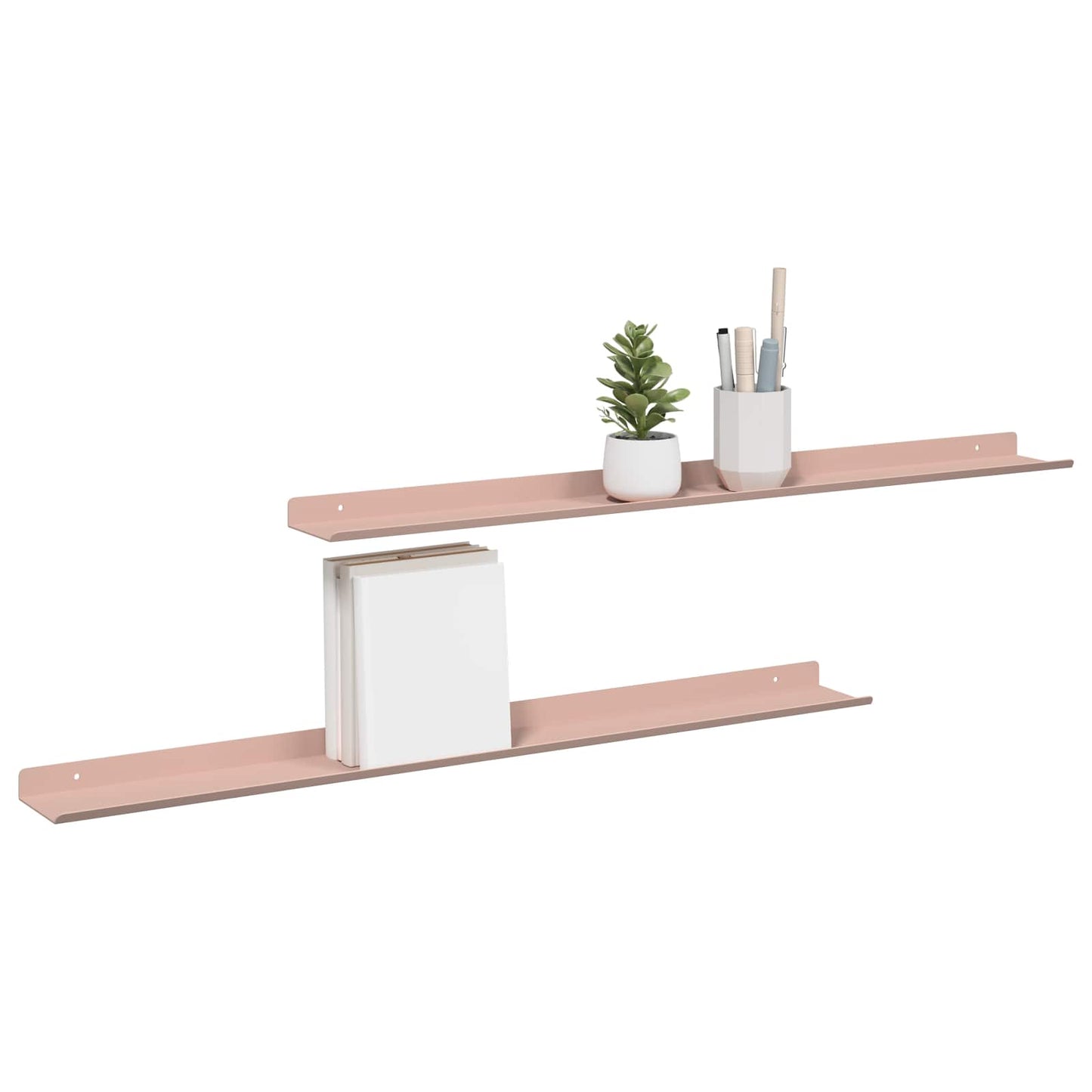 Vegghylle med hylle Veggmontert 2 pcs Rosa 80 x 9 x 2,5 cm vidaXL