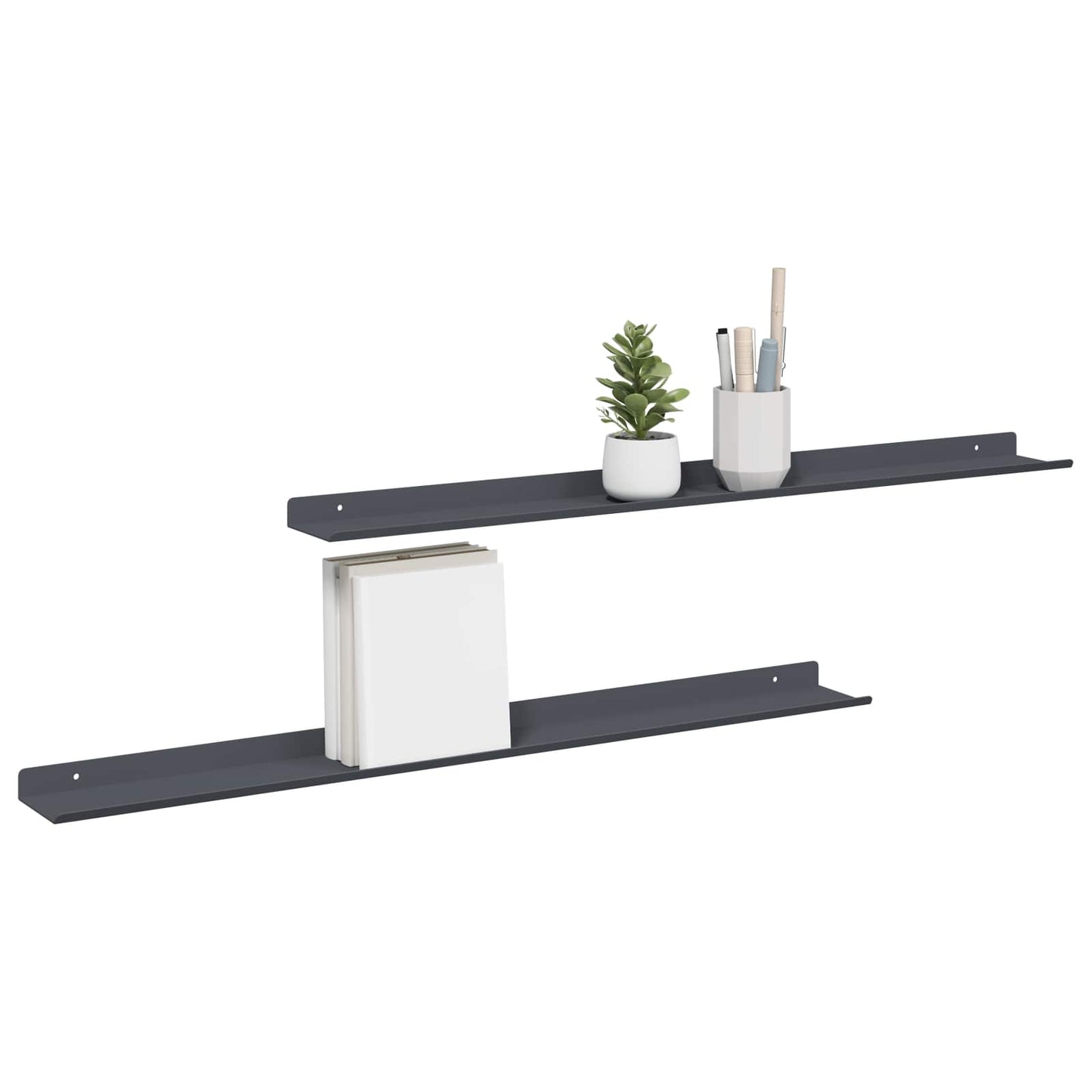 Flytende hylle 2 stk. Antrasitt 80 x 9 x 2,5 cm Stål
