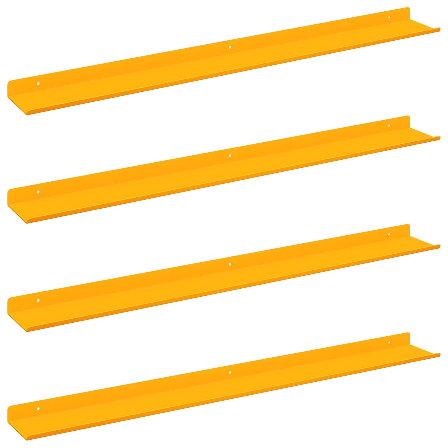 Flytende hylle 4 pcs Sennepsgul 80 x 9 x 2,5 cm Stål