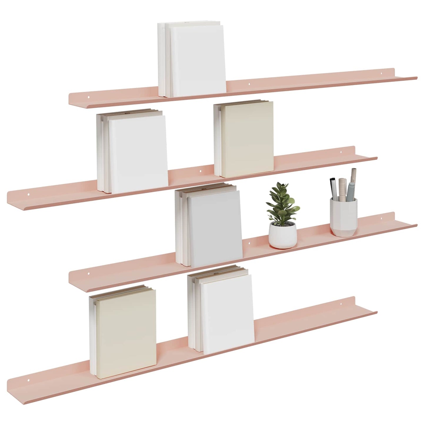 Vegghylle med hylle Veggmontert 4 pcs Rosa 100 x 9 x 2,5 cm vidaXL
