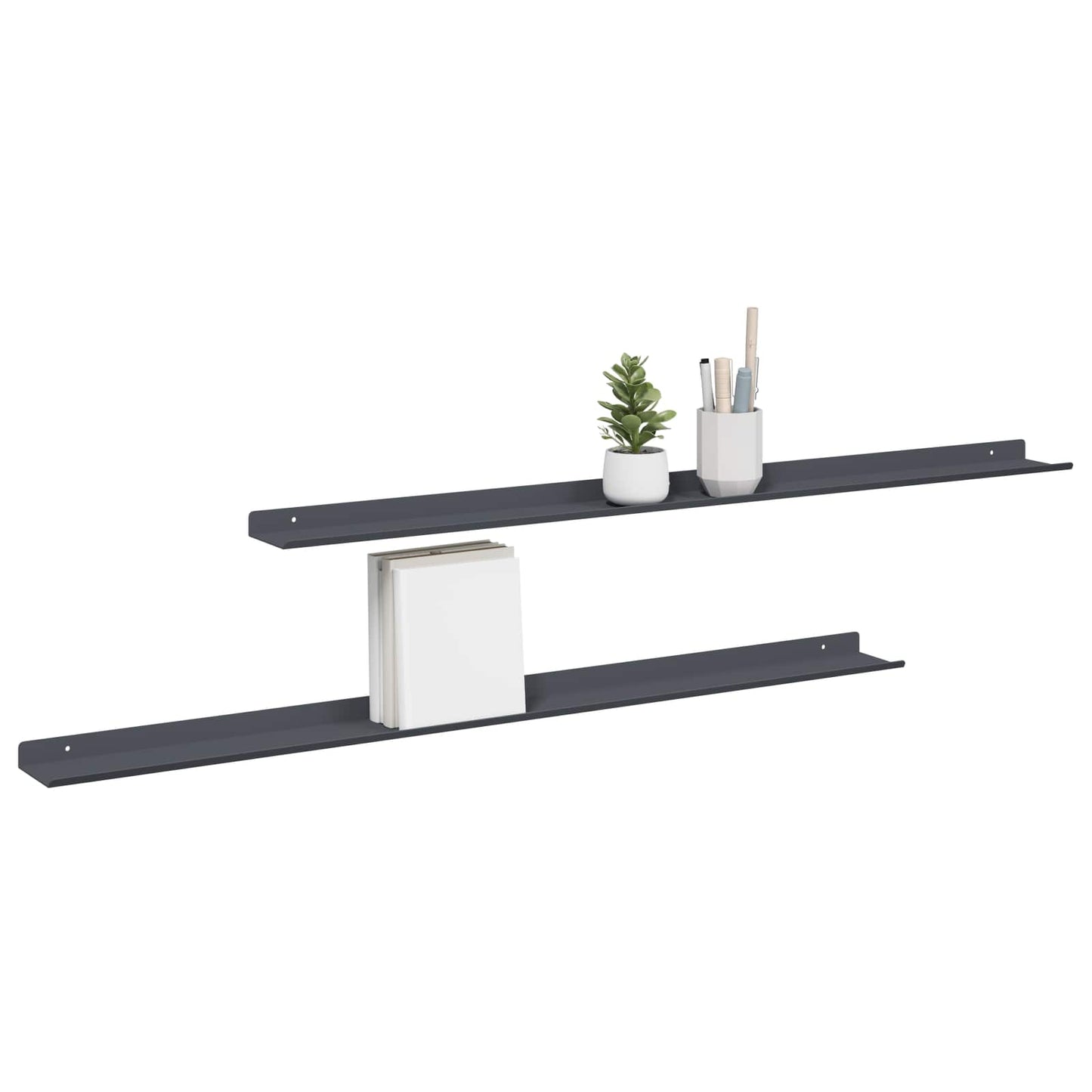 Vegghylle med hylle 2 pcs Antrasitt 100 x 9 x 2,5 cm vidaXL