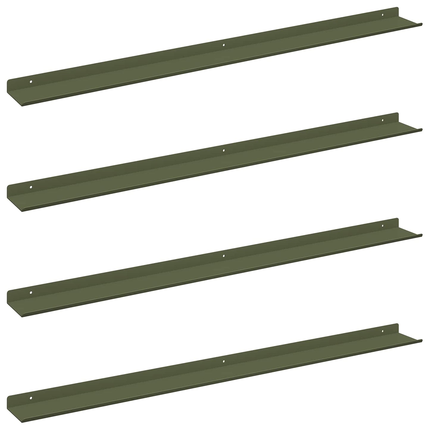 Vegghylle med hylle 4 pcs Olivengrønn 100 x 9 x 2,5 cm vidaXL