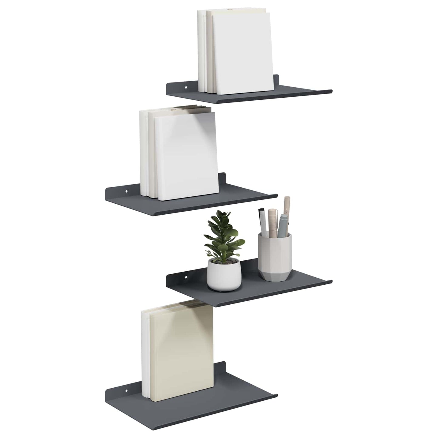 Vegghylle med hylle 4 pcs Antrasitt 30 x 18 x 2,5 cm vidaXL