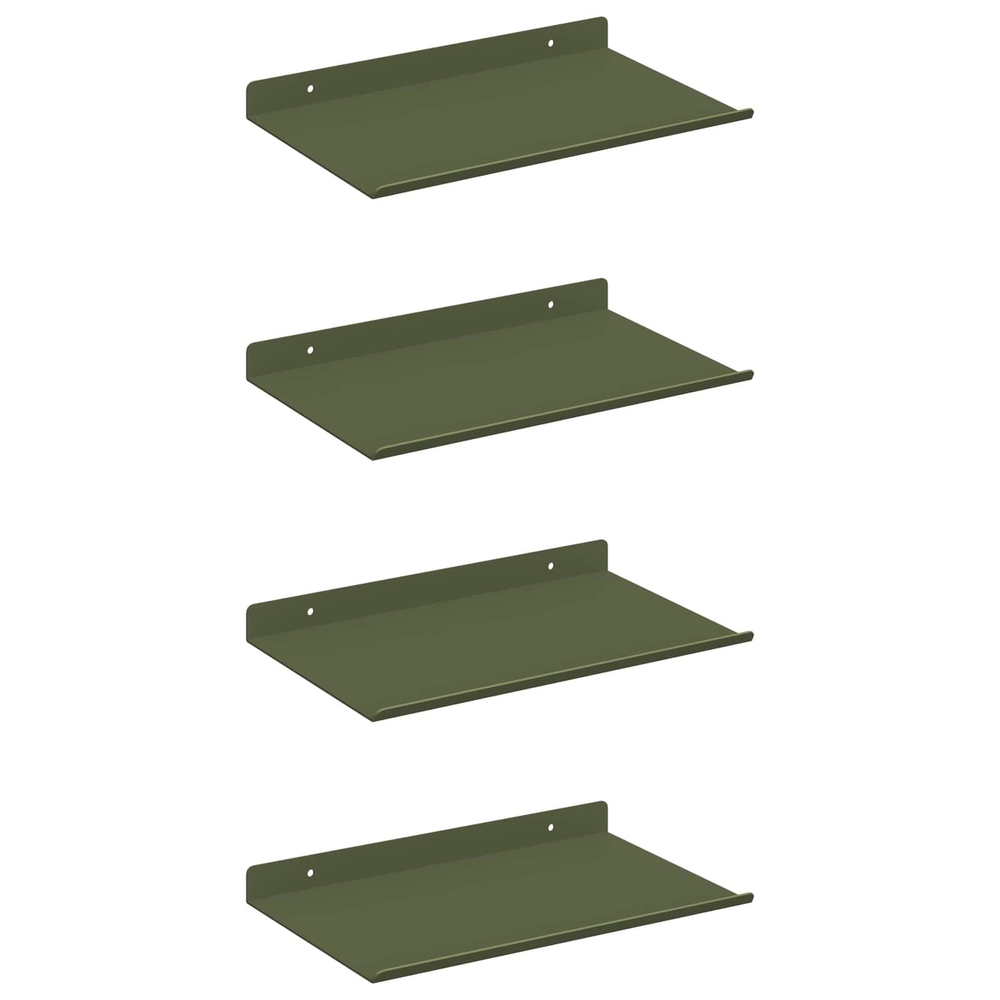 Vegghylle med hylle 4 pcs Olivengrønn 30 x 18 x 2,5 cm vidaXL