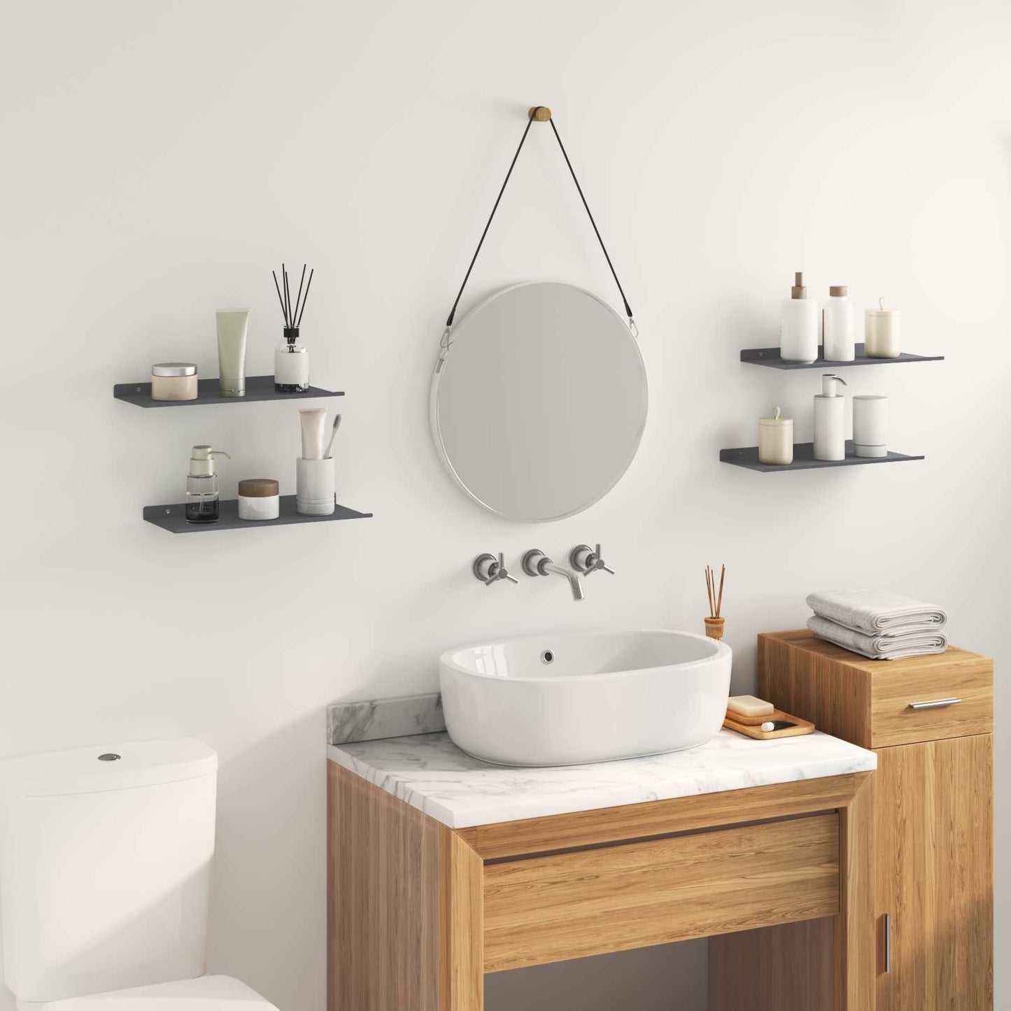 Vegghylle med hylle 4 pcs Antrasitt 40 x 18 x 2,5 cm vidaXL