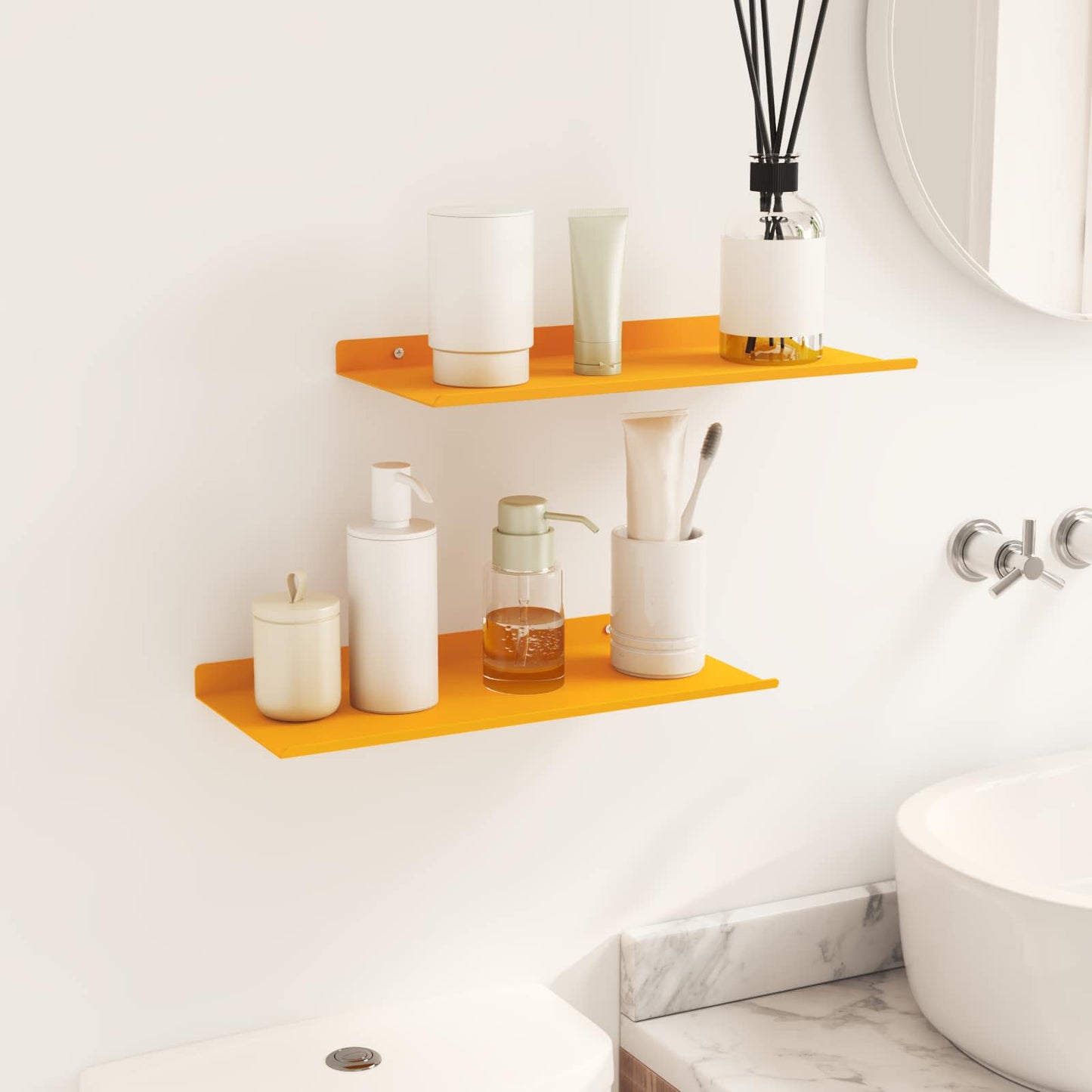 Vegghylle med hylle 2 pcs Sennepsgul 40 x 18 x 2,5 cm vidaXL