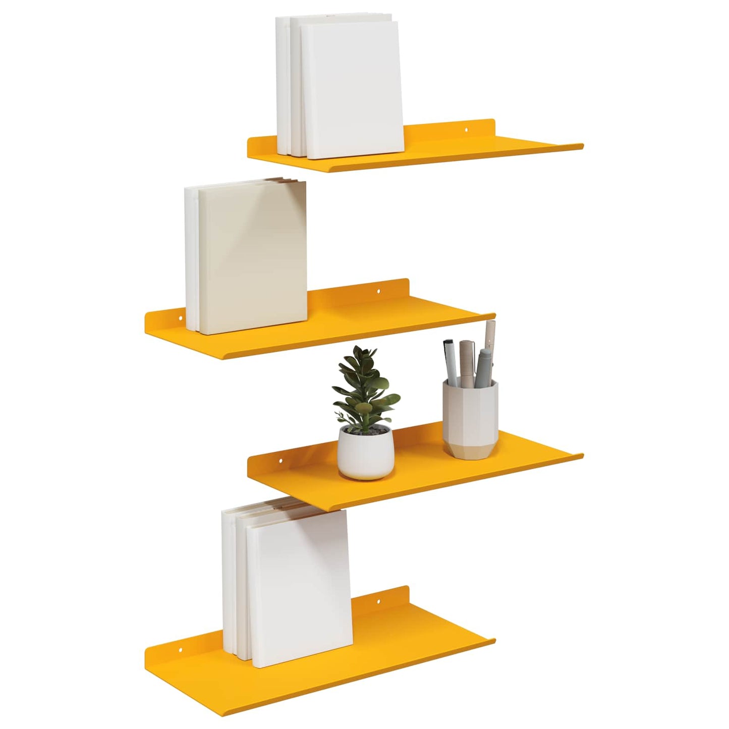 Vegghylle med hylle 4 pcs Sennepsgul 40 x 18 x 2,5 cm vidaXL