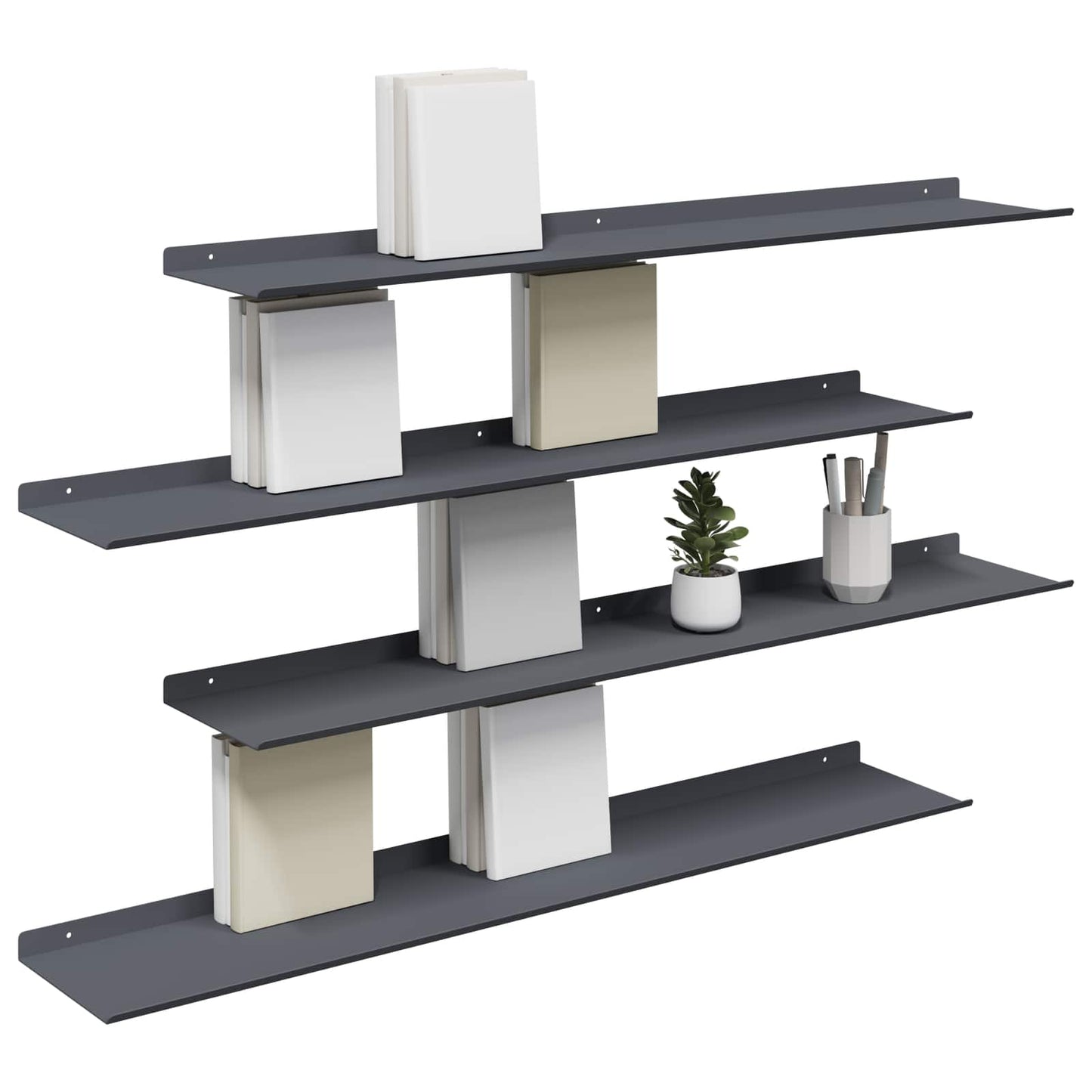 Vegghylle med hylle 4 pcs Antrasitt 100 x 18 x 2,5 cm vidaXL