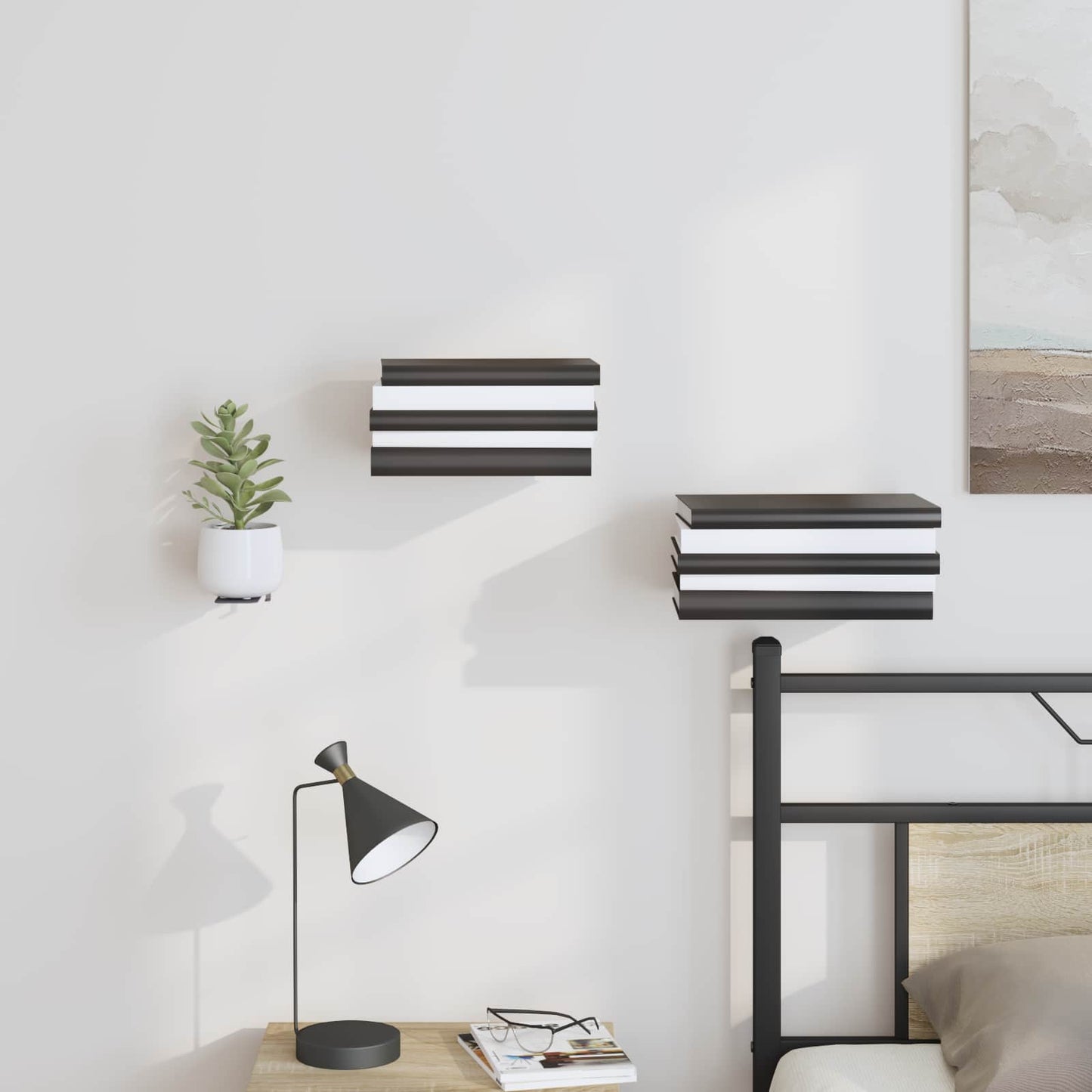 Flytende hylle med hylle 24 pcs Svart 6 x 10,8 x 6,6 cm