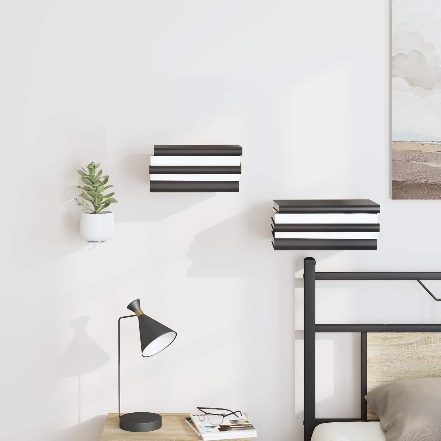 Flytende hylle med hylle 8 pcs Hvit 6 x 10,8 x 6,6 cm