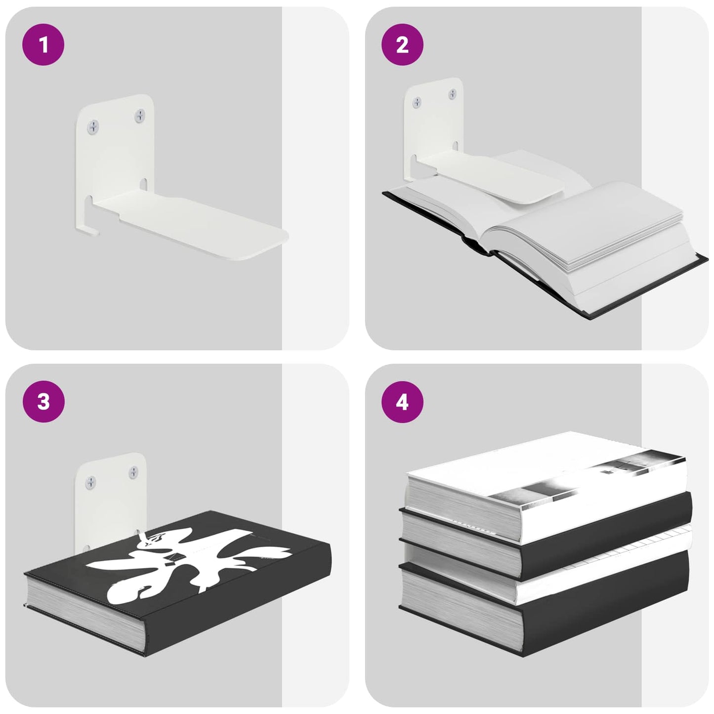 Flytende hylle med hylle 8 pcs Hvit 6 x 10,8 x 6,6 cm