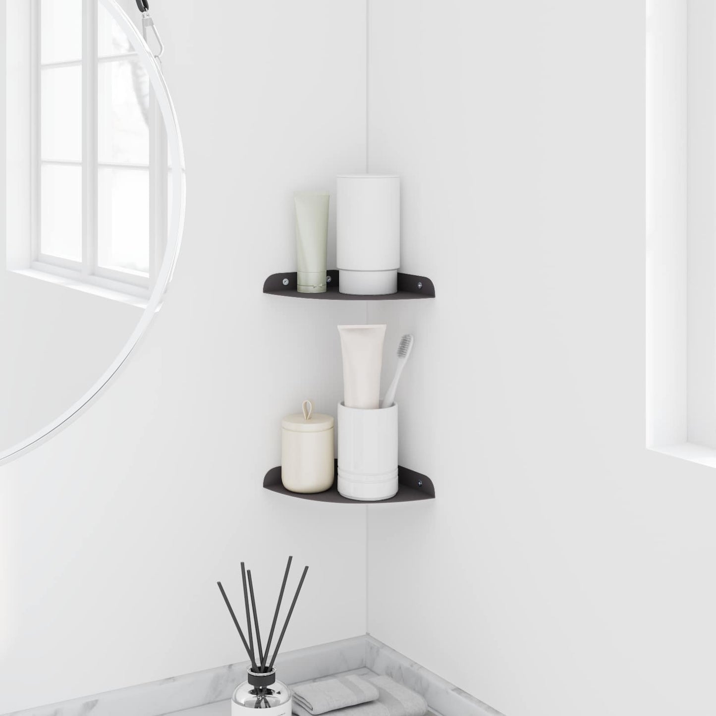 Flytende hylle med hylle med lagring 2 pcs Svart 15 x 15 x 2 cm