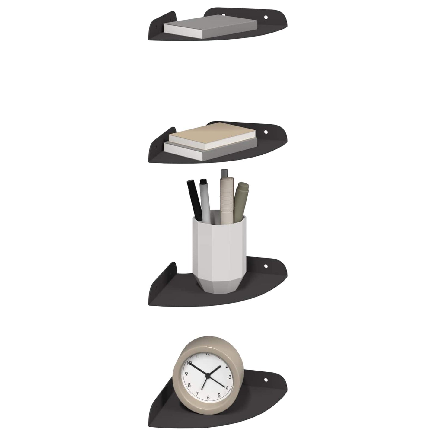 Flytende hylle med hylle med lagring 4 pcs Svart 15 x 15 x 2 cm