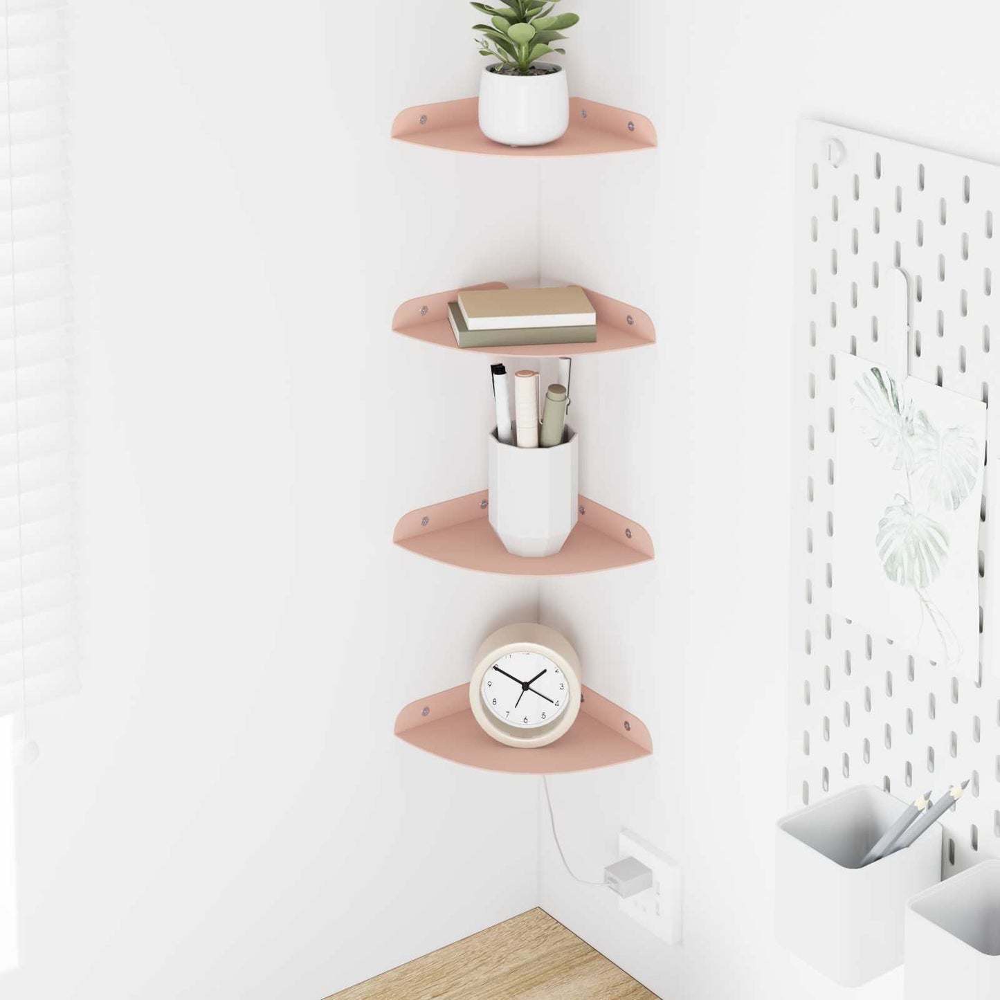 Flytende hylle med hylle med lagring 4 pcs Rosa 15 x 15 x 2 cm