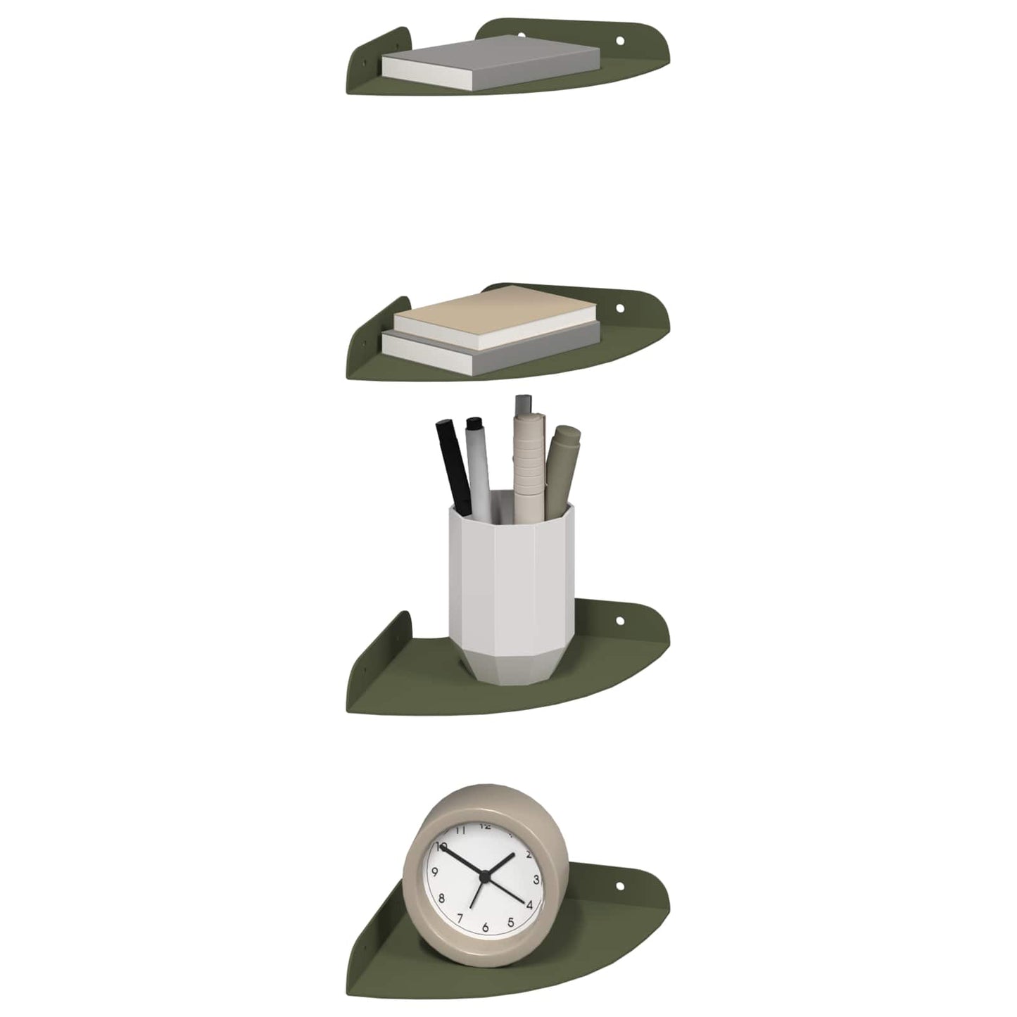 Flytende hylle med hylle 4 pcs Olivengrønn 15 x 15 x 2 cm