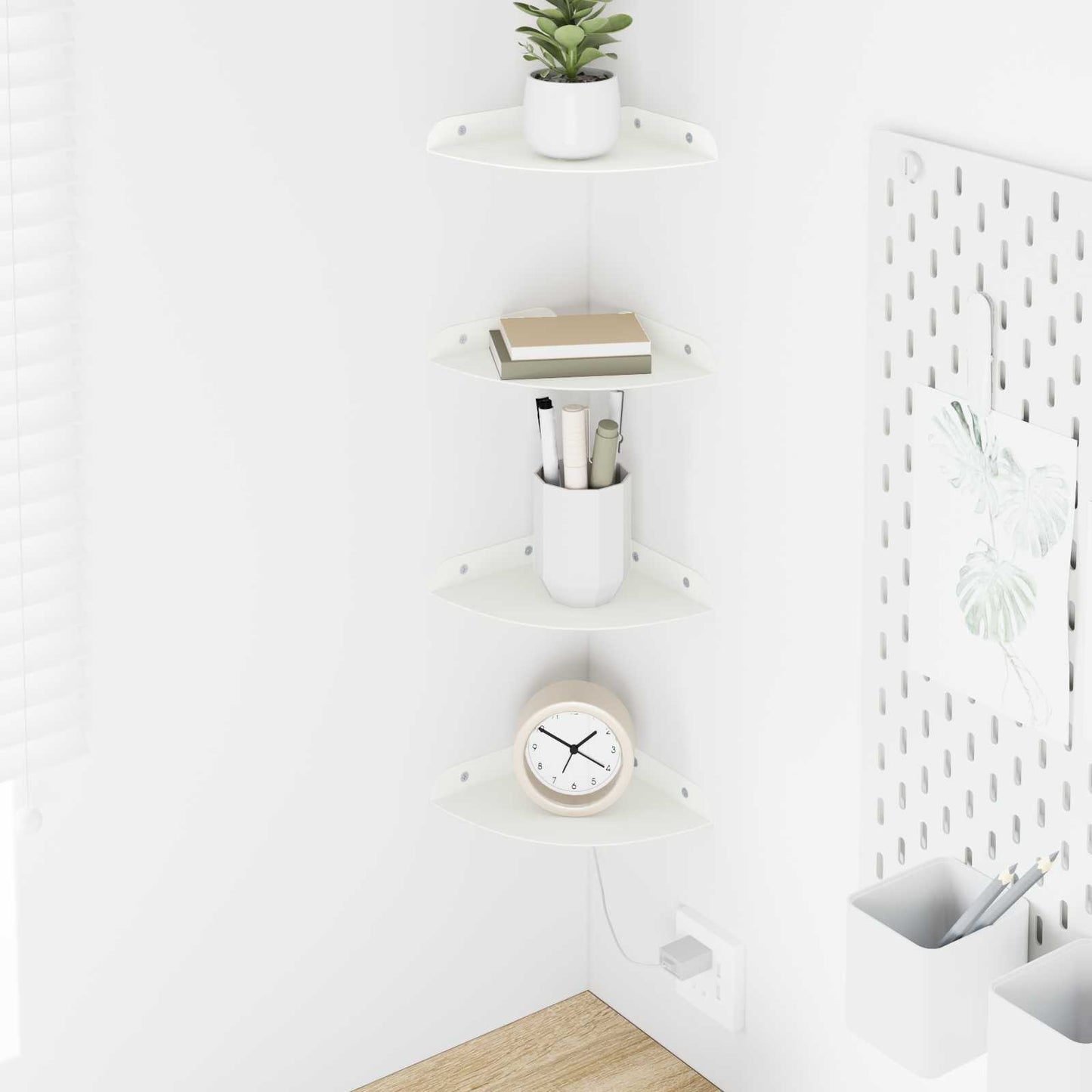 Flytende hylle med hylle med lagring 4 pcs Hvit 15 x 15 x 2 cm