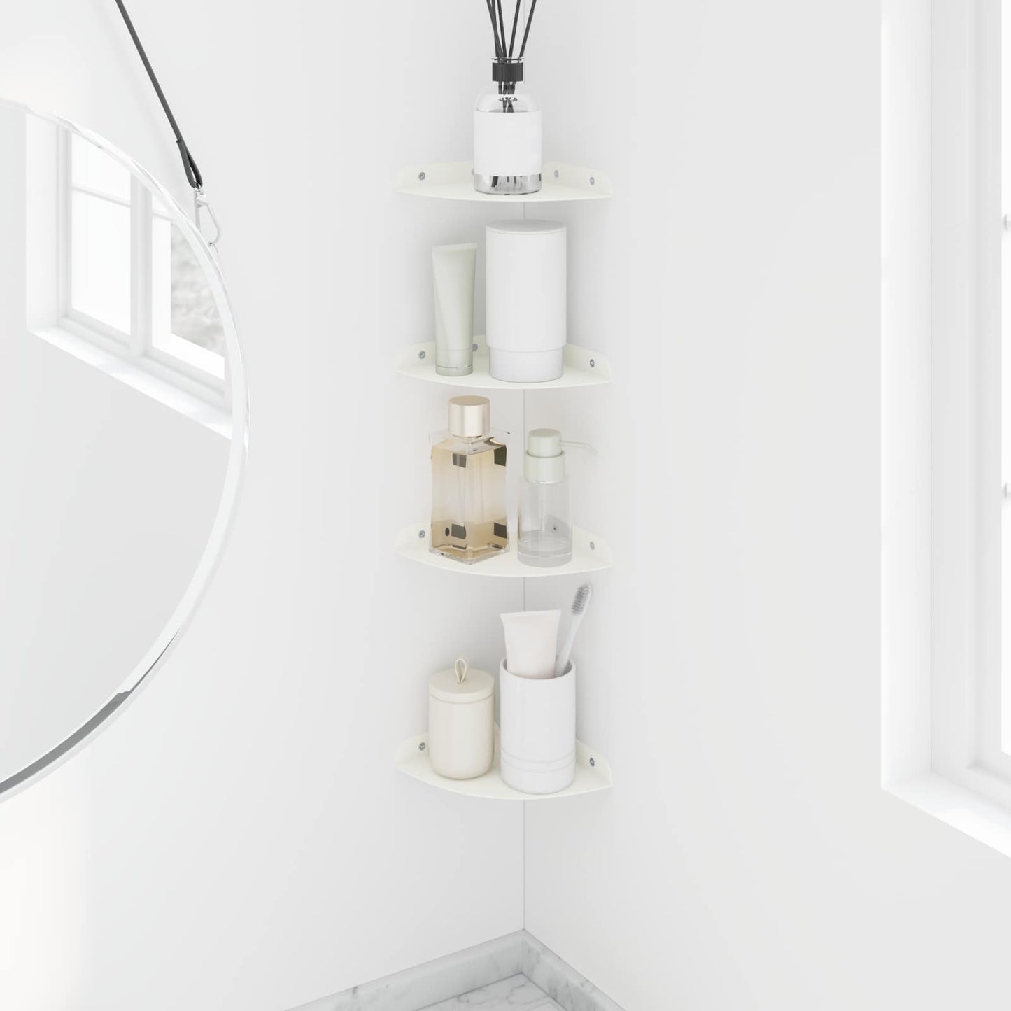 Flytende hylle med hylle med lagring 4 pcs Hvit 15 x 15 x 2 cm