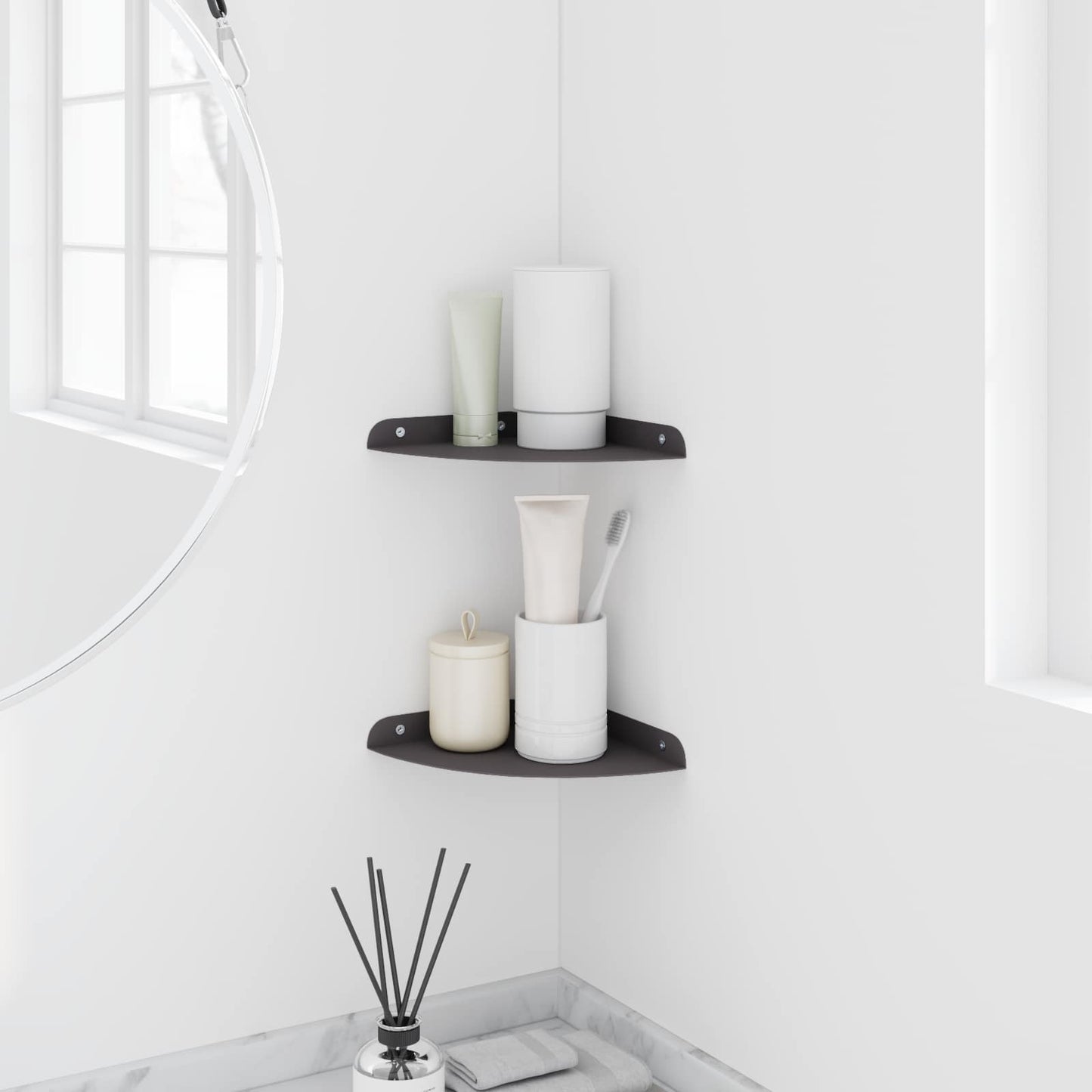 Flytende hylle med hylle med lagring 2 pcs Svart 18 x 18 x 2 cm