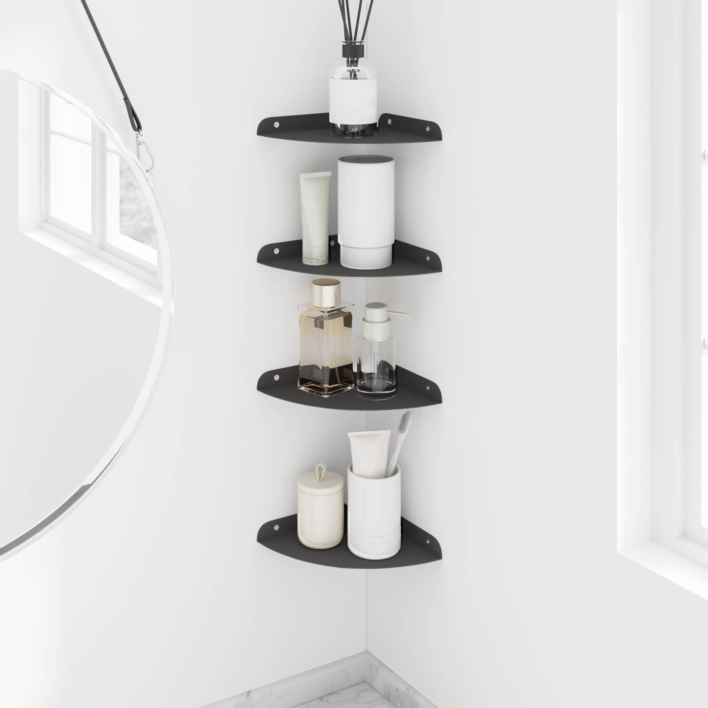 Flytende hylle med hylle med lagring 4 pcs Svart 18 x 18 x 2 cm