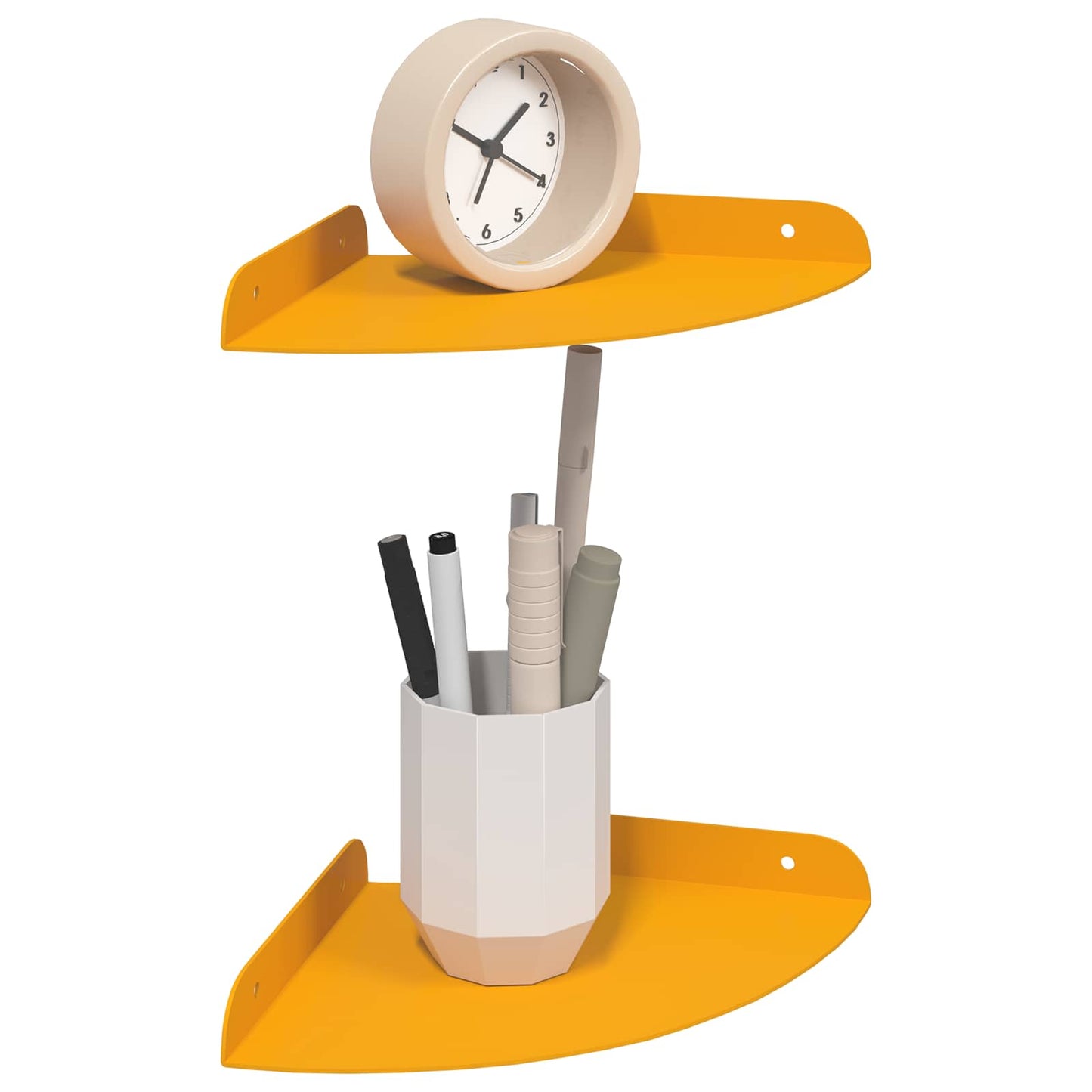 Flytende hylle med hylle 2 pcs Sennepsgul 18 x 18 x 2 cm