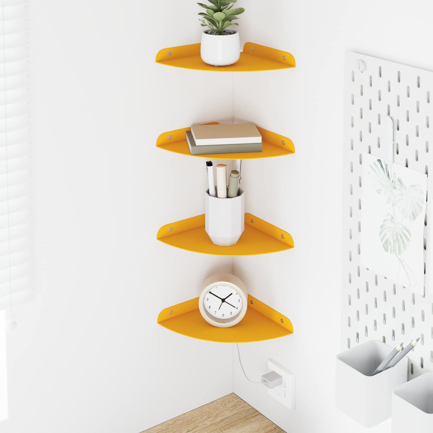 Flytende hylle med hylle 4 pcs Sennepsgul 18 x 18 x 2 cm
