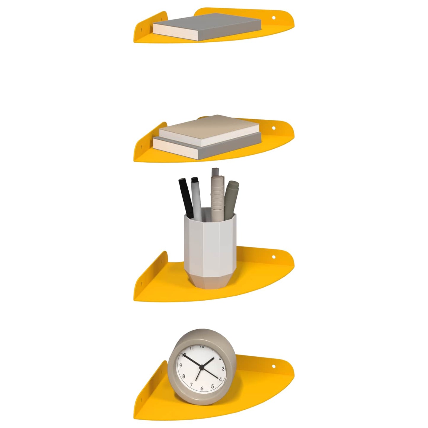 Flytende hylle med hylle 4 pcs Sennepsgul 18 x 18 x 2 cm