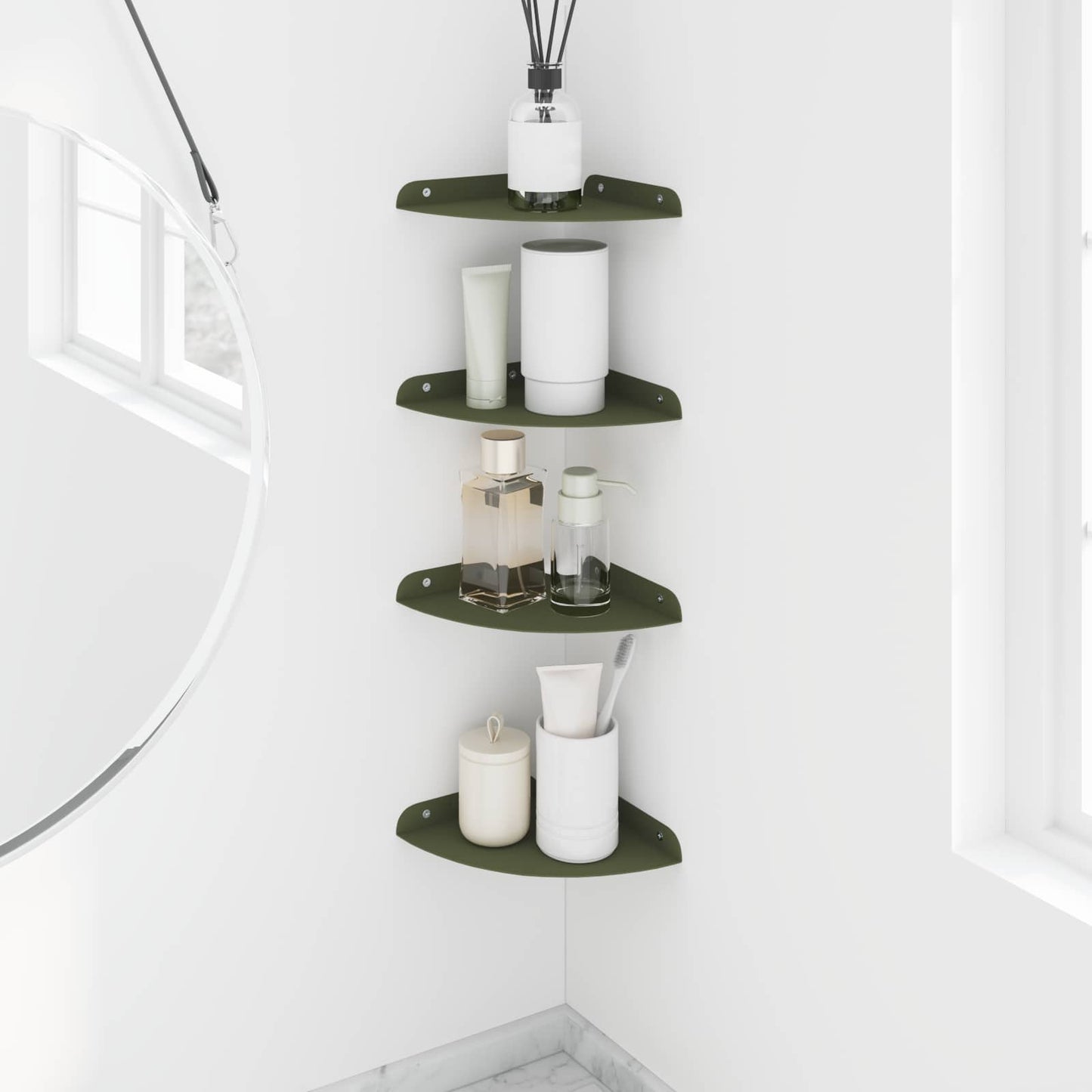 Flytende hylle med hylle 4 pcs Olivengrønn 18 x 18 x 2 cm