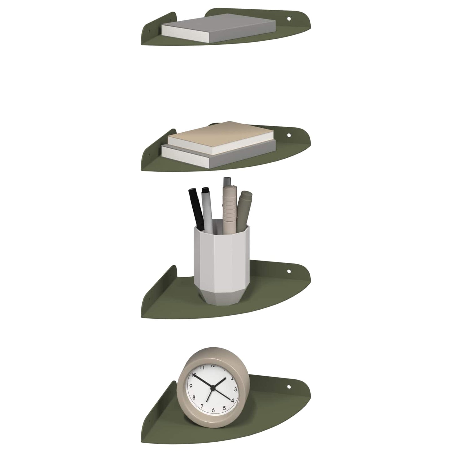Flytende hylle med hylle 4 pcs Olivengrønn 18 x 18 x 2 cm