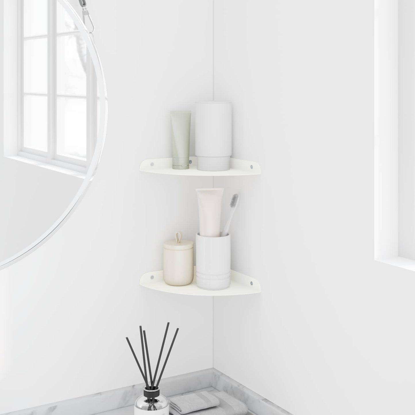 Flytende hylle med hylle med lagring 2 pcs Hvit 18 x 18 x 2 cm