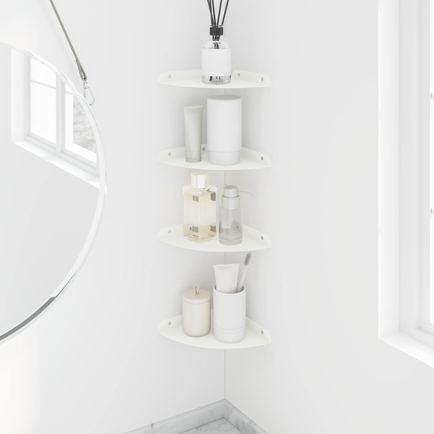 Flytende hylle med hylle med lagring 4 pcs Hvit 18 x 18 x 2 cm