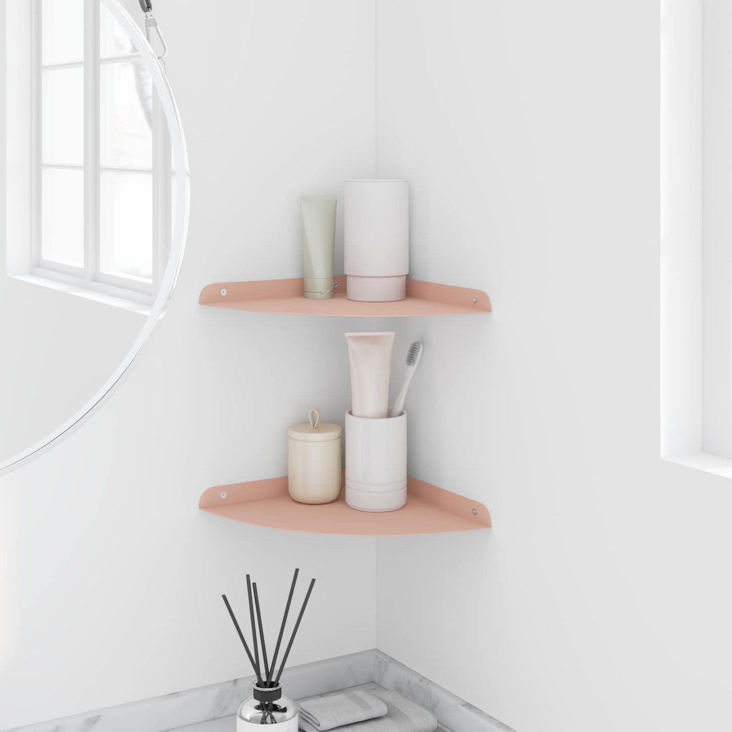 Flytende hylle med hylle med lagring 2 pcs Rosa 24 x 24 x 2 cm