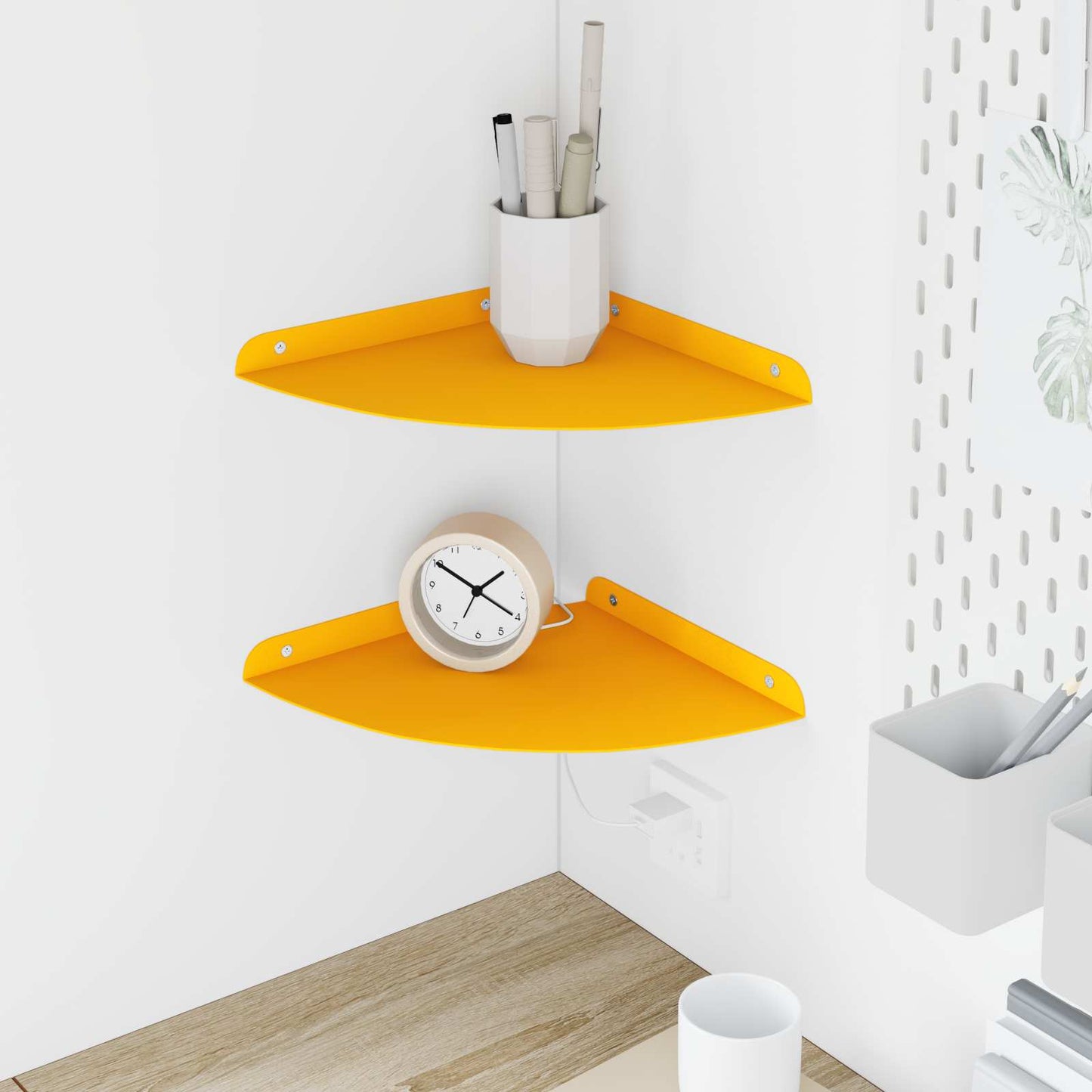 Flytende hylle med hylle 2 pcs Sennepsgul 24 x 24 x 2 cm