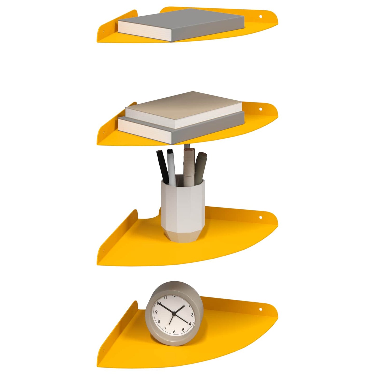Flytende hylle med hylle 4 pcs Sennepsgul 24 x 24 x 2 cm