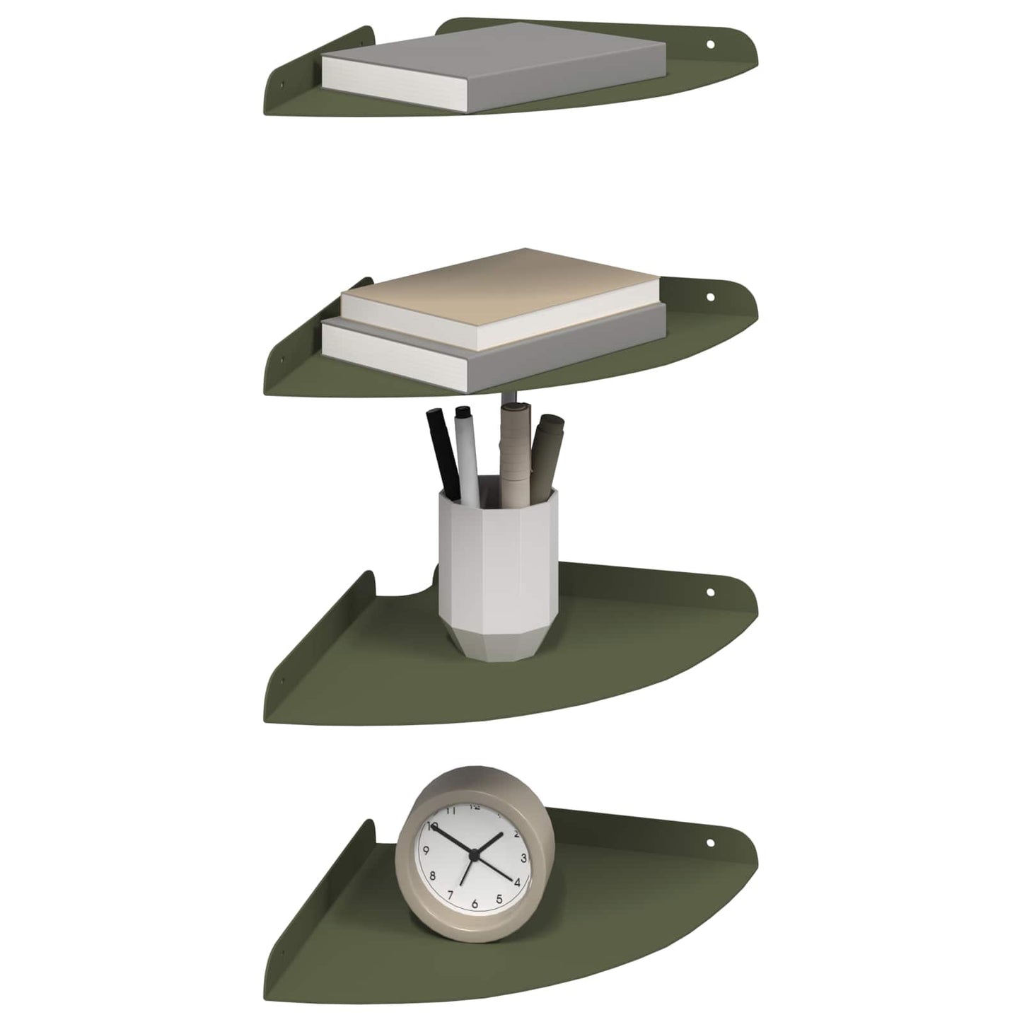 Flytende hylle med hylle 4 pcs Olivengrønn 24 x 24 x 2 cm