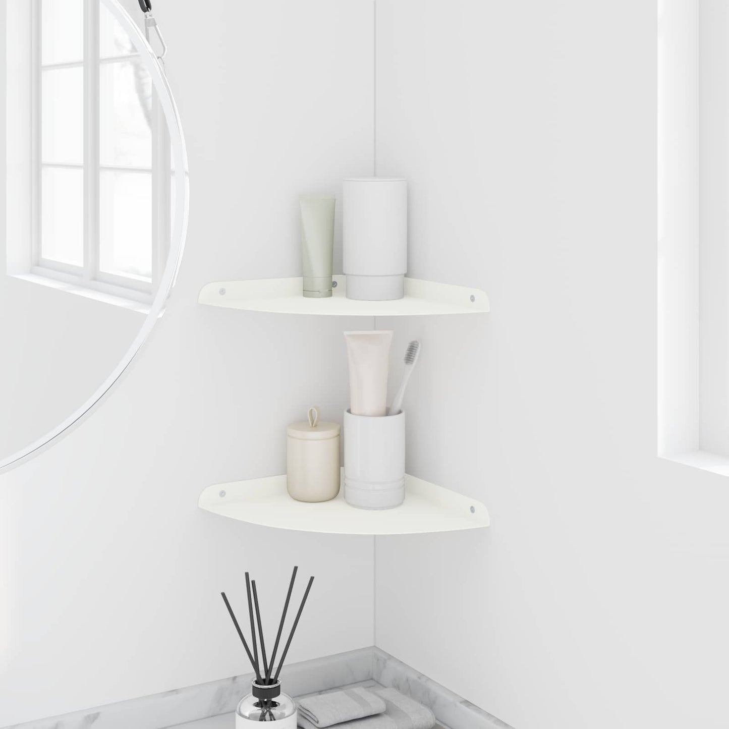 Flytende hylle med hylle med lagring 2 pcs Hvit 24 x 24 x 2 cm