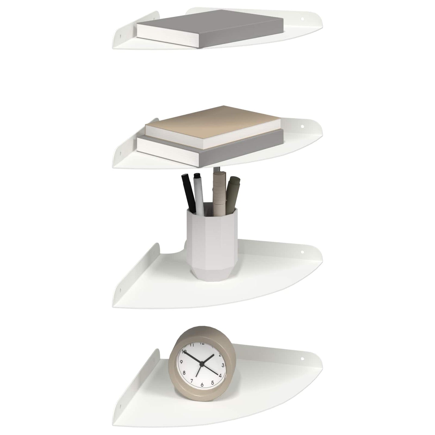 Flytende hylle med hylle med lagring 4 pcs Hvit 24 x 24 x 2 cm