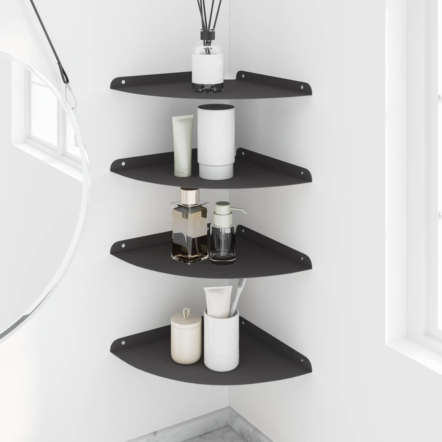 Flytende hylle med hylle med lagring 4 pcs Svart 30 x 30 x 2 cm