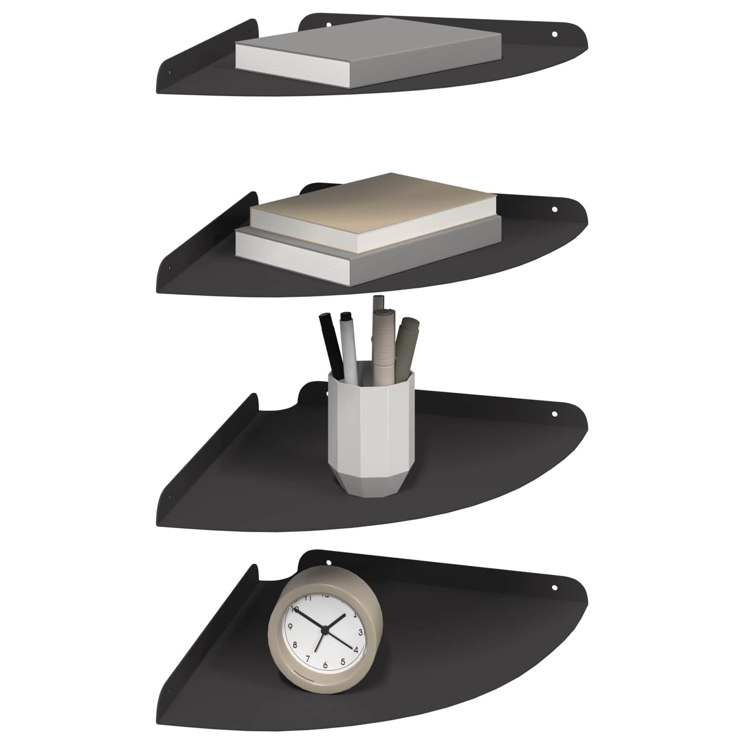Flytende hylle med hylle med lagring 4 pcs Svart 30 x 30 x 2 cm