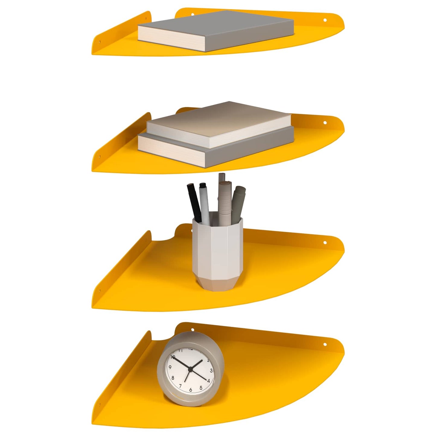 Flytende hylle med hylle 4 pcs Sennepsgul 30 x 30 x 2 cm